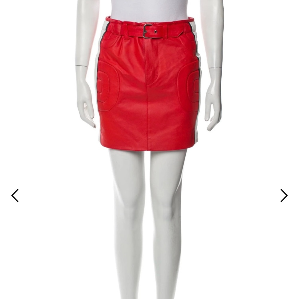 Moschino Couture Red Leather Mini Skirt